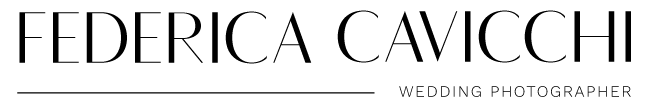 Logo with the name Federica Cavicchi in large, elegant black letters and Wedding Photographer in smaller text below right, separated by a thin horizontal line.