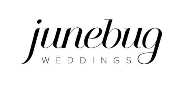 Home 7 The image shows the logo for junebug weddings, perfect for any destination wedding photographer portfolio, with junebug in cursive lowercase above WEDDINGS in uppercase block letters. The text is black on a transparent background.